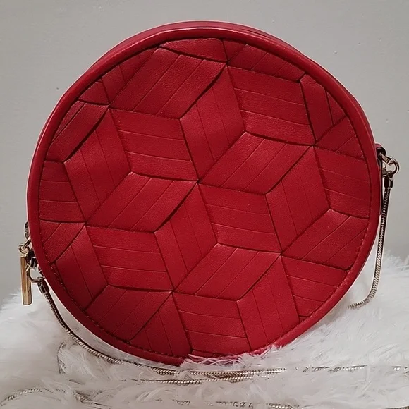Welden Meridian Crossbody Circle Bag - Red Leather Gold Hardware EUC